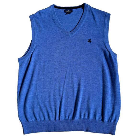 Brooks Brothers blue merino wool sweater vest men’s XL Heritage Old Money Preppy - Picture 1 of 7